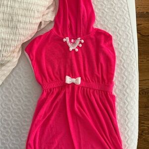 Bright Pink Terry Cloth Romper Swim Bathing Suit Cover Up